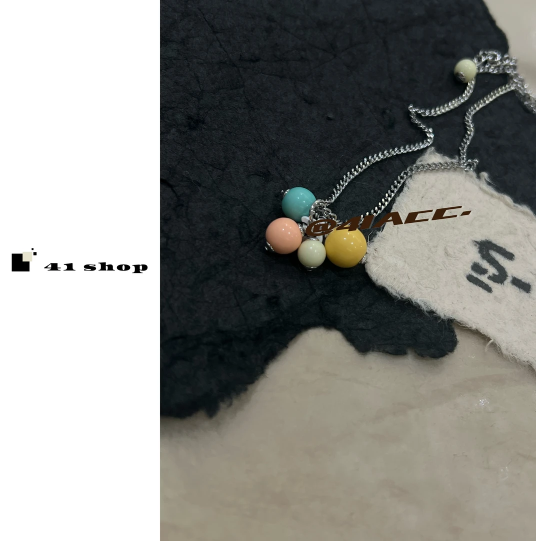 铜合金项链 B-40037多巴胺多颜色珠珠箱小众设计项链