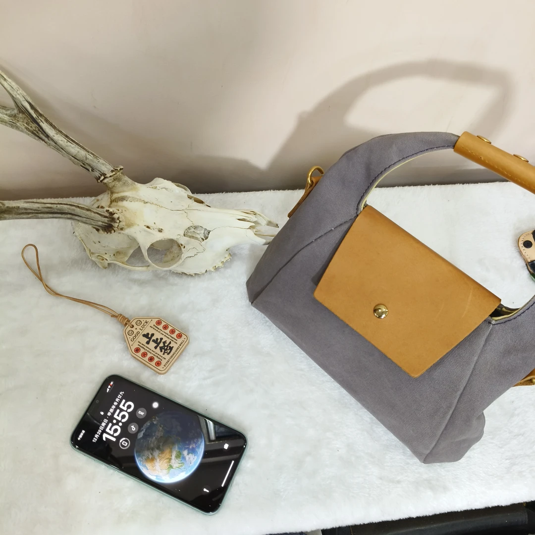 斜跨腋下零钱包手提包帆布小众复古通用钥匙包休闲风百搭休闲