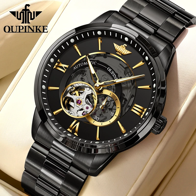 欧品客手表名牌正品进口机芯商务男士手表男机械表全自动防水腕表