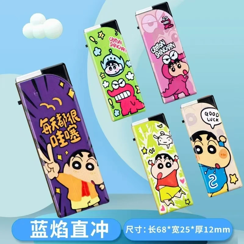 可爱卡通蜡笔小新蓝焰直冲防风打火机金属网红充气爆款男友高颜值