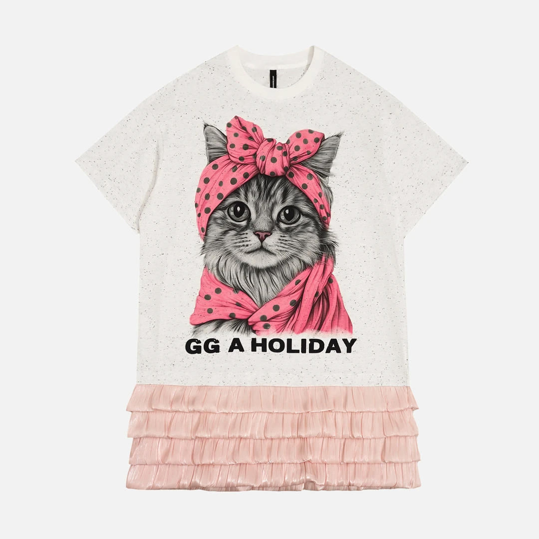 【上新】GGAHOLIDAY夏时尚休闲设计感蛋糕裙拼接短袖连衣裙-152640
