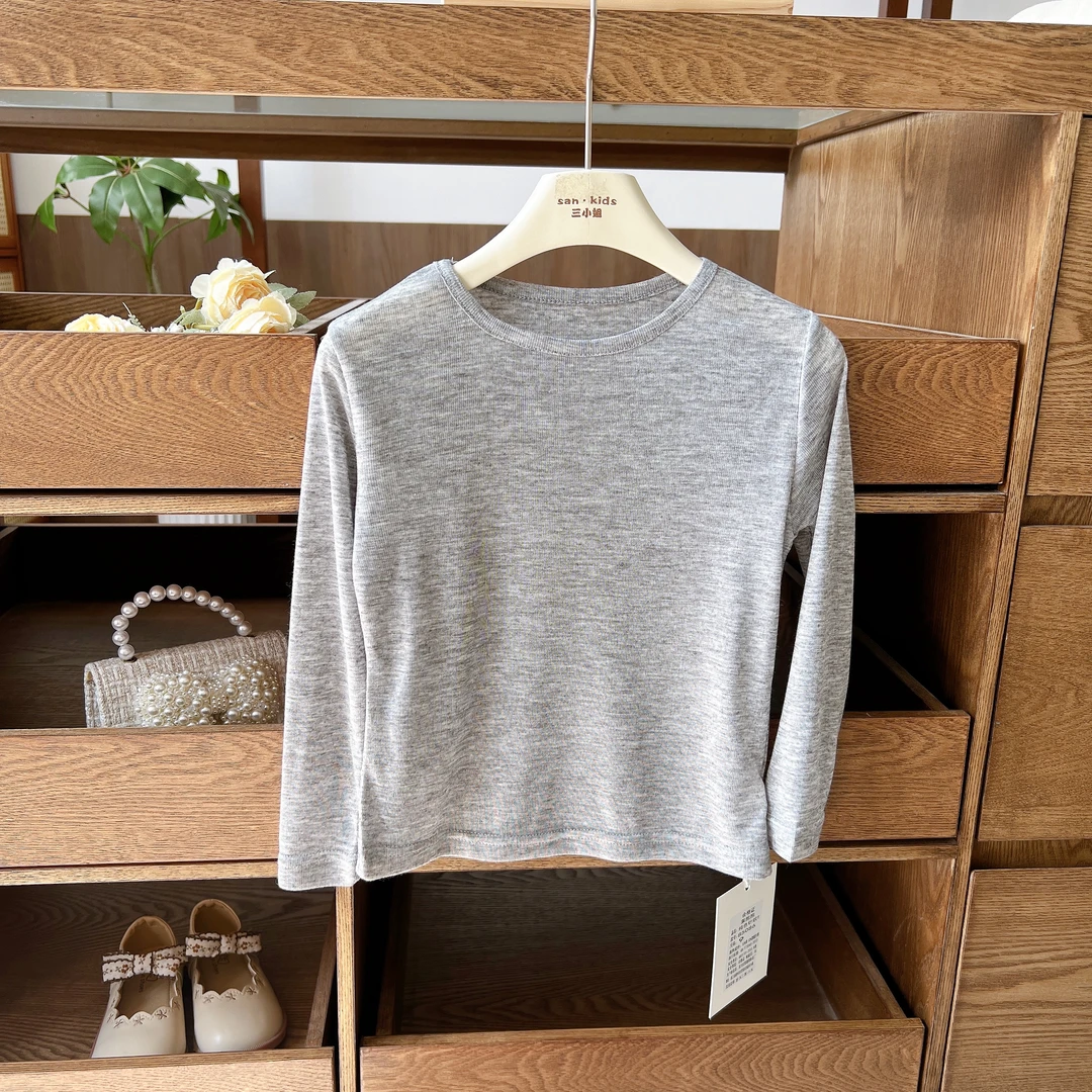 【内搭上衣】85086（灰色）上衣 女童洋气百搭 简约纯色款 内搭上衣