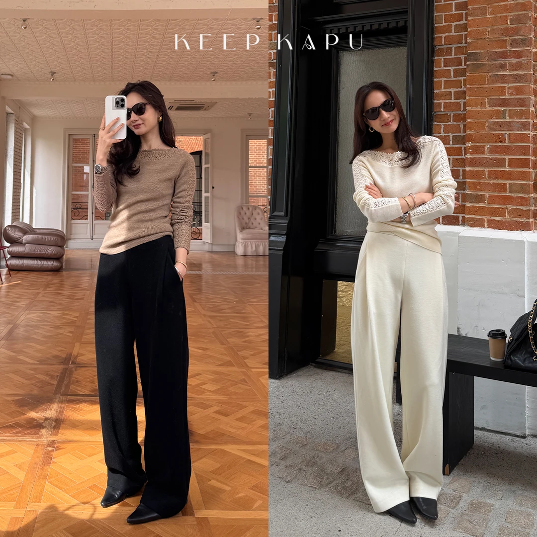 KEEP KAPU靠谱【松弛主义】羊毛桑蚕丝混纺宽松保暖长裤KP253727