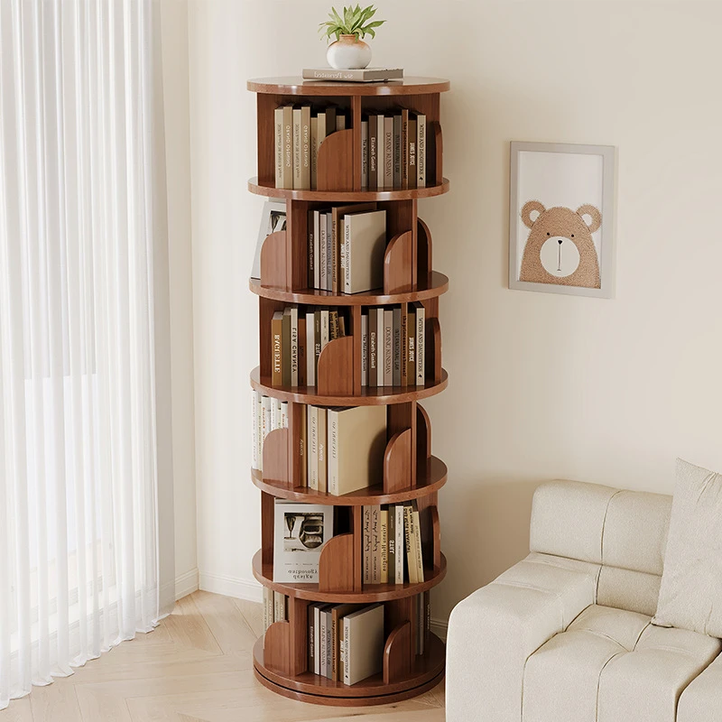 旋转书架360度书柜网红收纳家用客厅可移动儿童落地置物架收纳柜