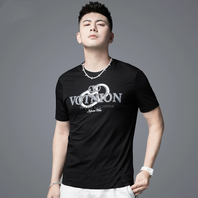 短袖t恤男款高端潮牌2025夏季新款舒适冰丝薄款修身休闲上衣男T恤