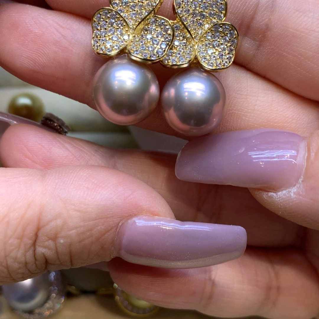 银S925镶嵌耳饰淡水珍珠