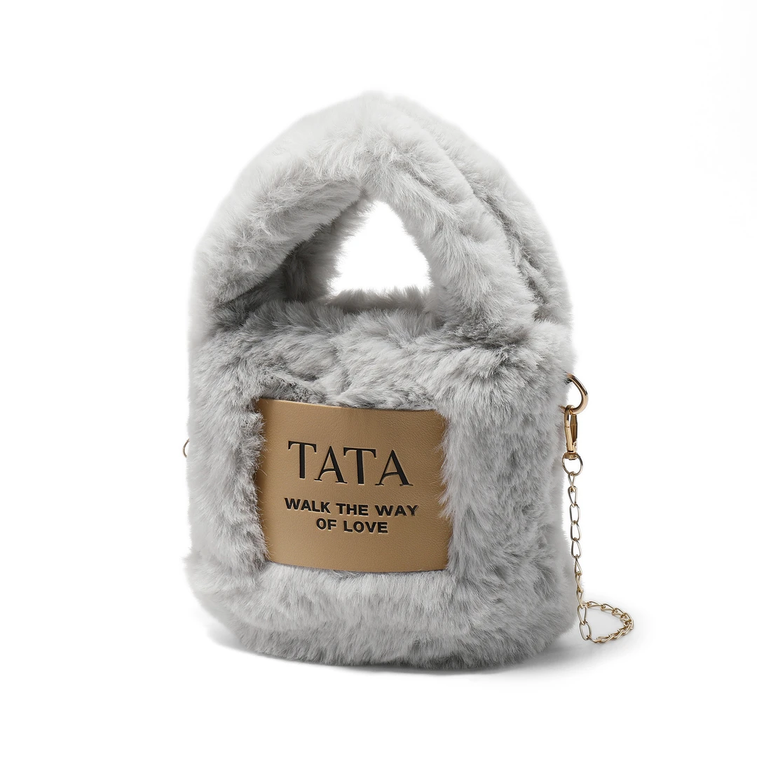 斜挎绒绒托特包