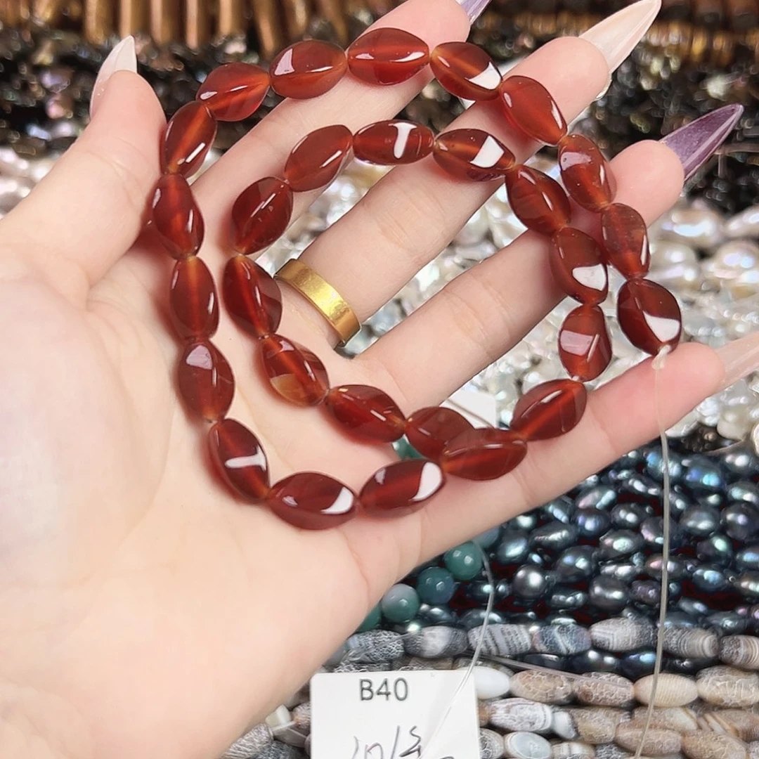 玛瑙/玉髓合金珠宝半成品b66 7.8m 红玛瑙扭扭一条