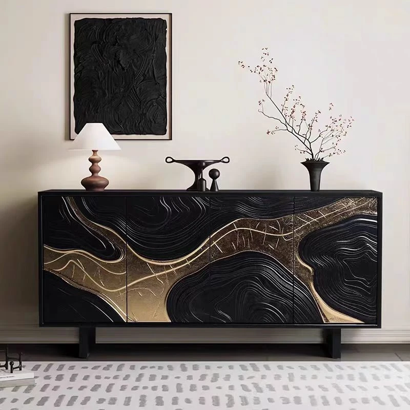 中古实木餐边柜轻奢高级感玄关柜设计师艺术储物柜创意边柜