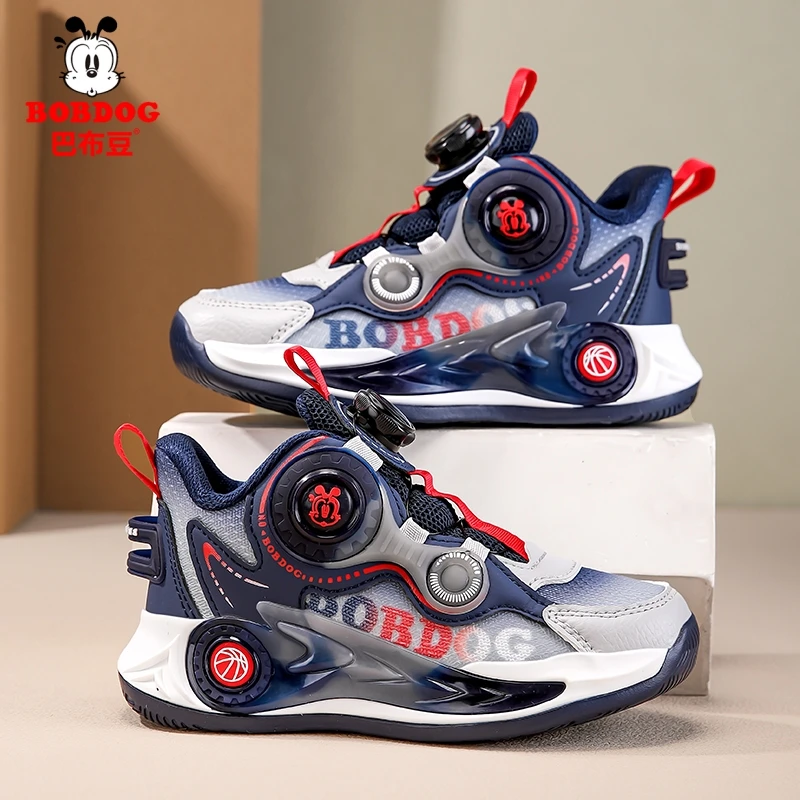 巴布豆童鞋2025春秋新款男童运动鞋网面透气中大童男孩儿童篮球鞋