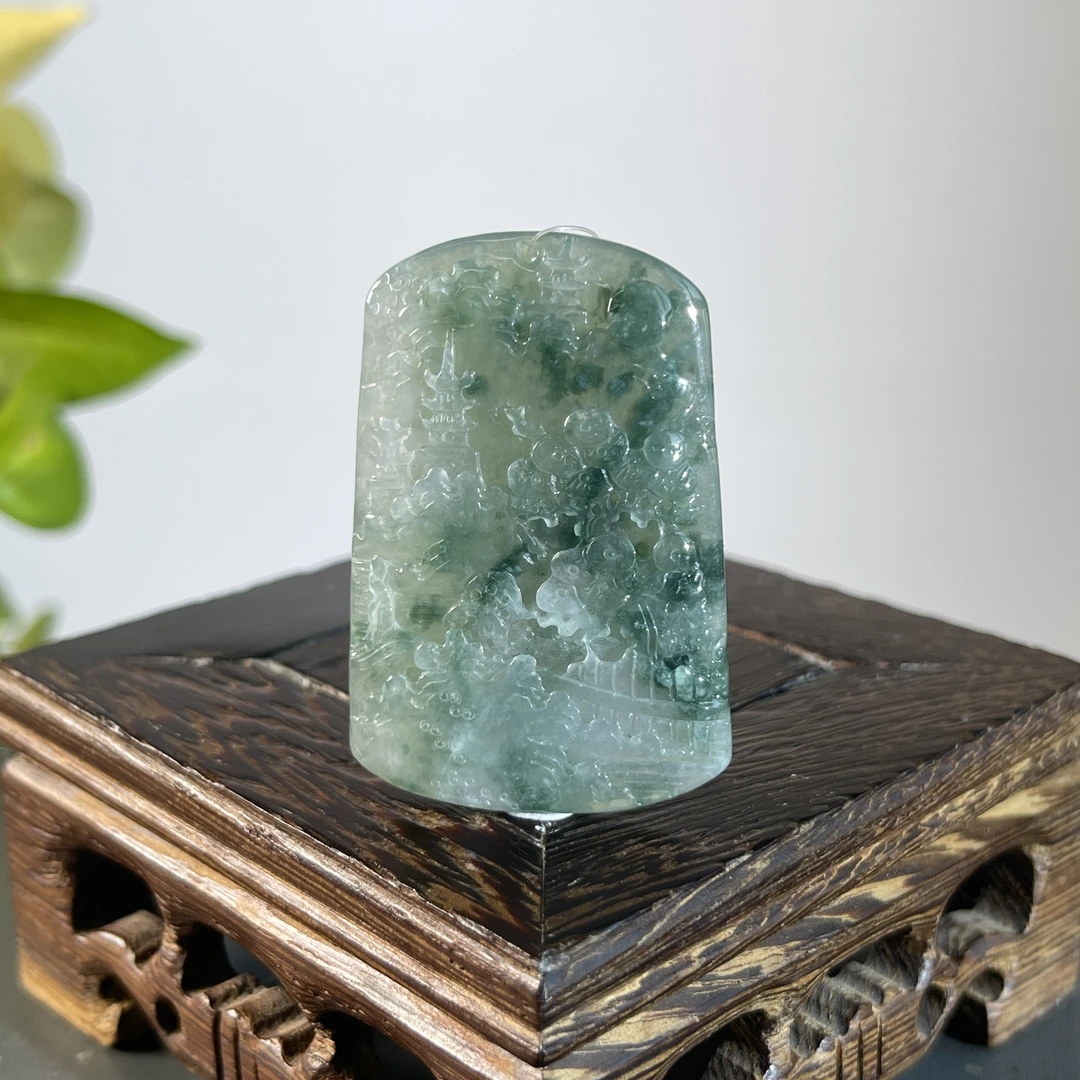 JXB10-104 天然翡翠缅甸A货 山水牌