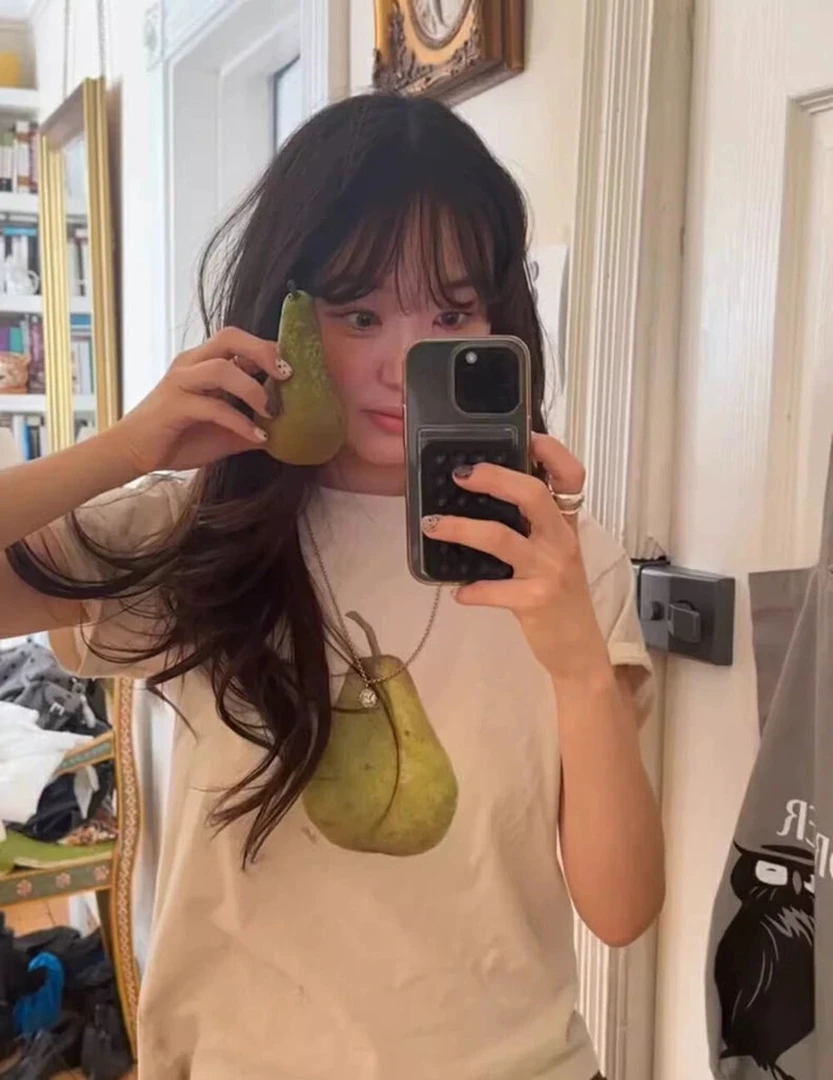 韩代同款香梨印花宽松舒适巨好穿百搭短袖T恤