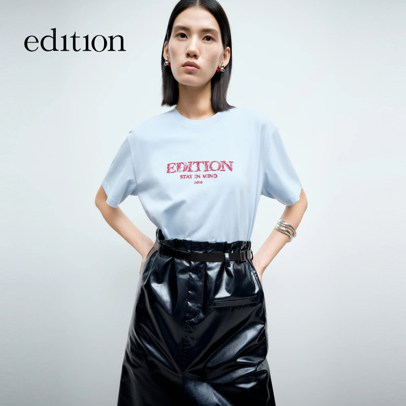 【商场同款】edition2025春季新款水溶绣花短袖棉T恤#EBE1TEE010