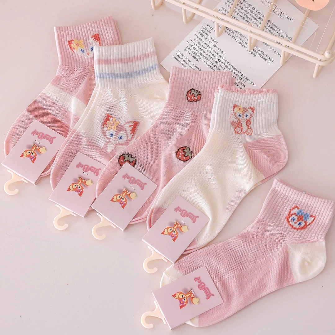 春夏新款 儿童卡通网眼短袜 女童透气棉袜 中大童薄款可爱夏季袜