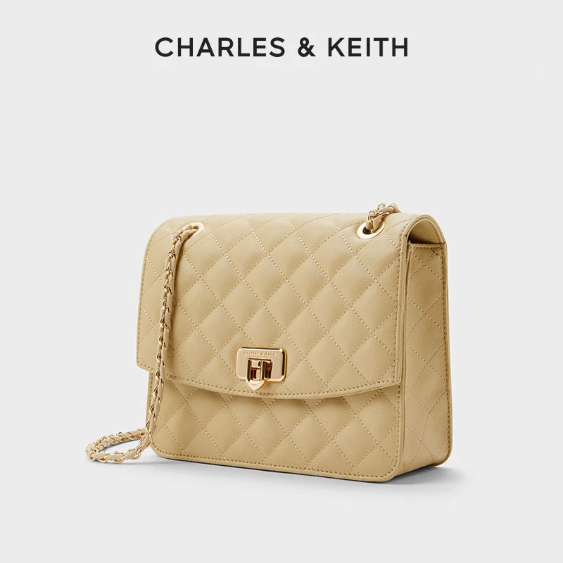 CHARLES & KEITH【商场同款】大容量菱格链条方胖子包女70782173