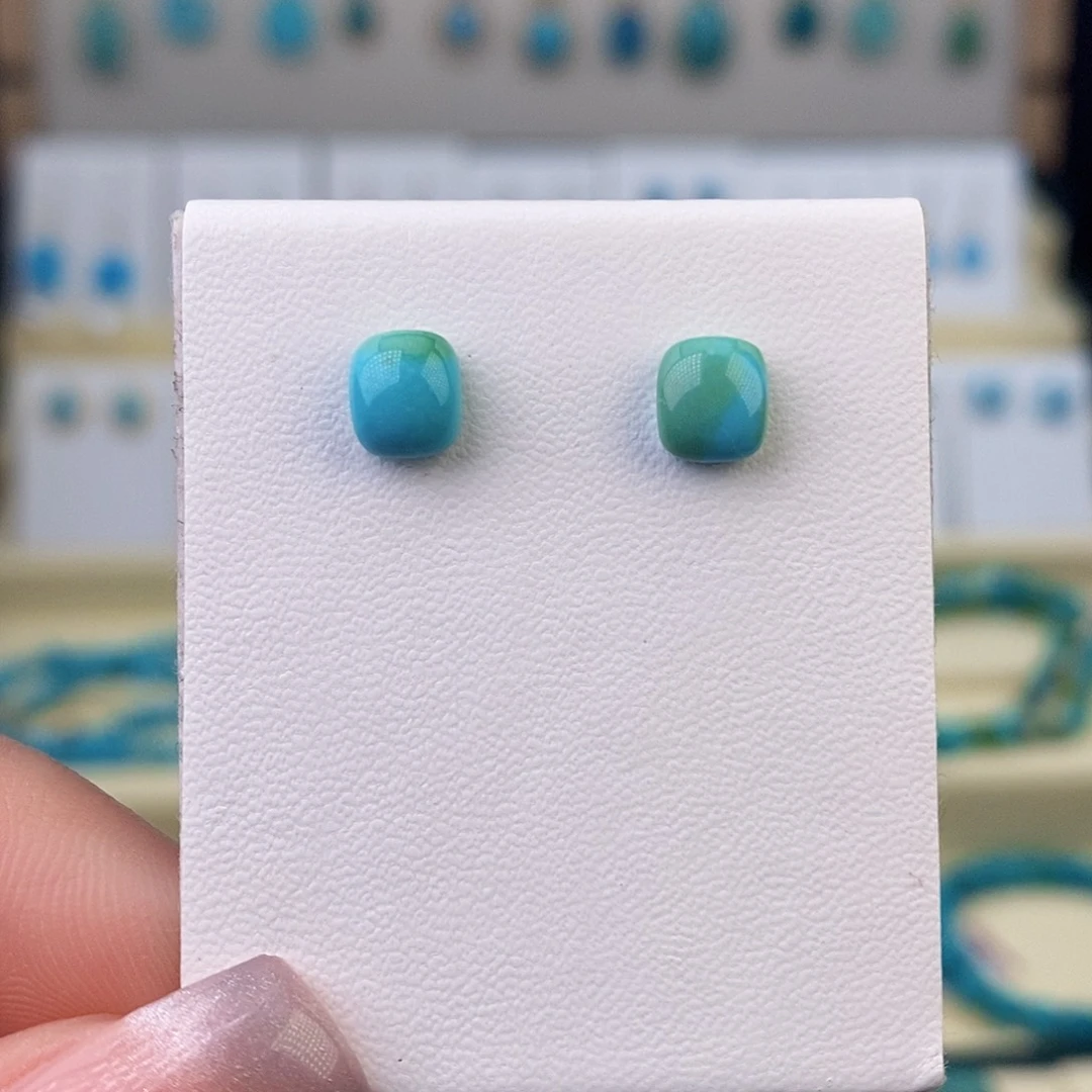 银S925镶嵌绿松石耳饰