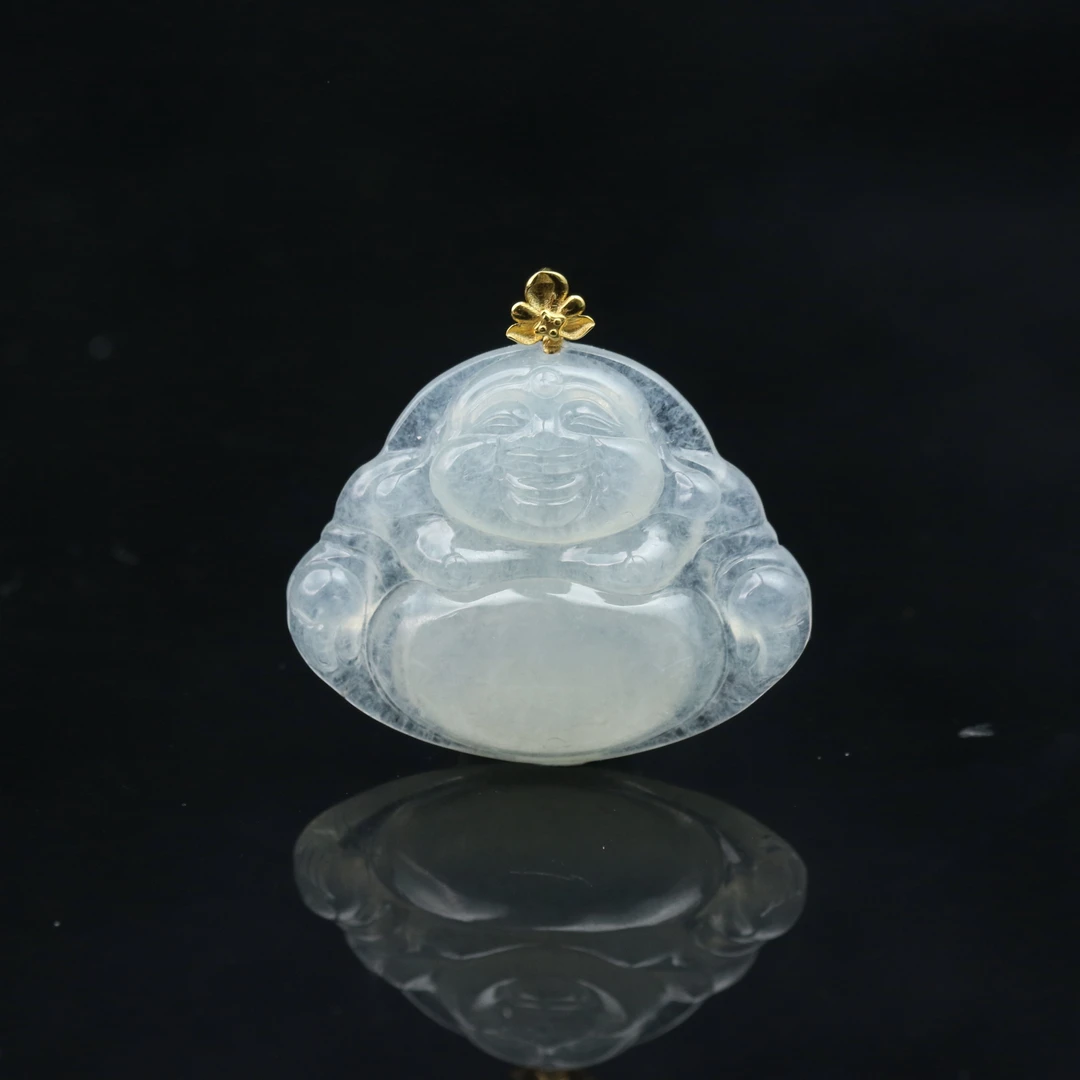 FC36天然缅甸翡翠A货18k冰佛公/800004/保利厦门拍卖