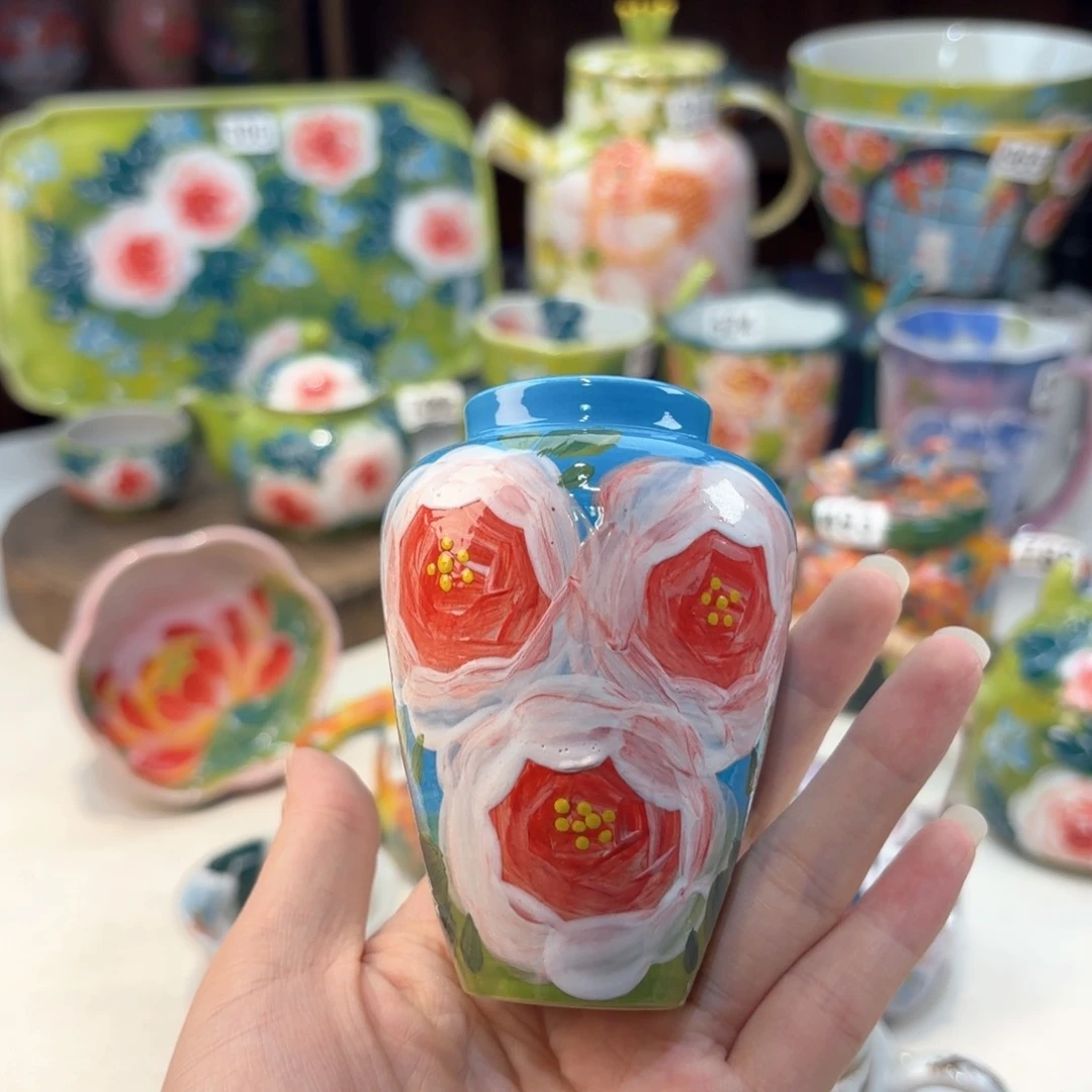 景德镇手绘高温釉下彩陶瓷茶具