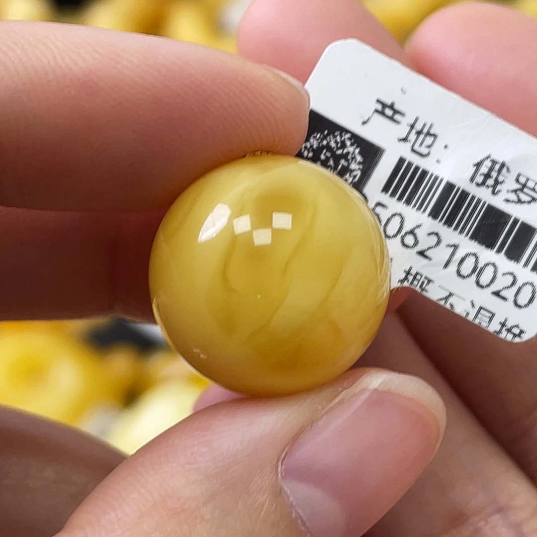 蜜蜡未镶嵌珠宝奇石17.8mm黄白浓蜡溶洞妖花 瑕