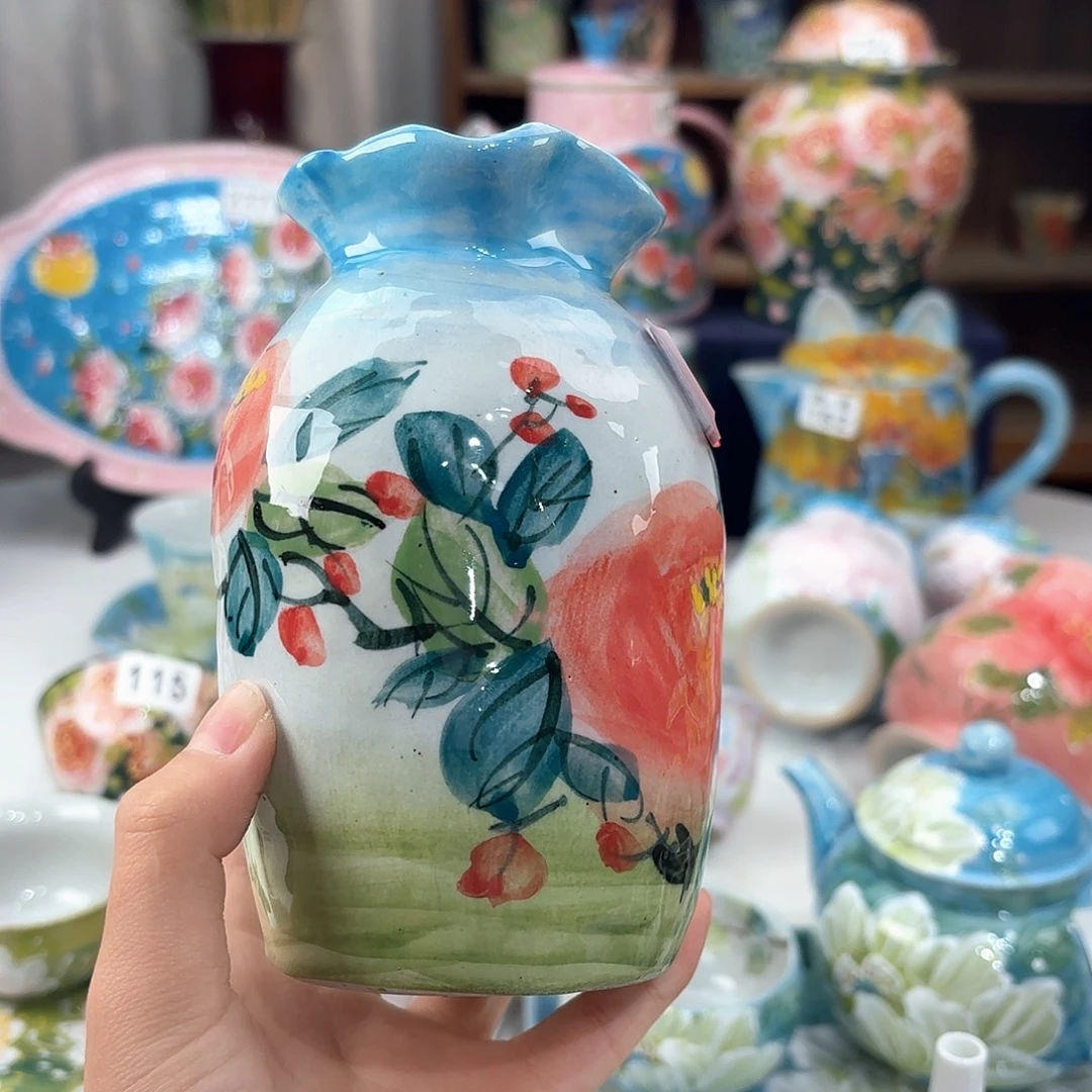 壹***玥景德镇手绘高温釉下彩陶瓷茶具