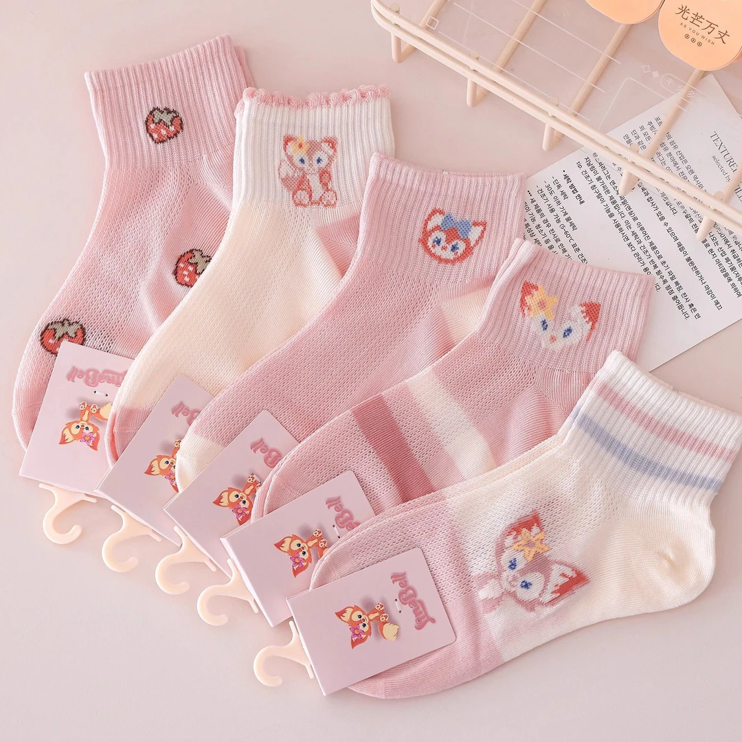 儿童袜子春夏棉袜网眼薄款女童透气卡通可爱夏季女孩学生薄款中筒