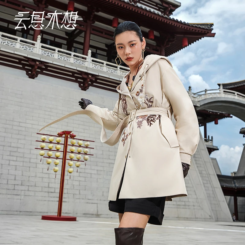 Ysimo-X云思木想春园游记连帽双面穿绣花珠粒绣抽绳鹅绒服13537