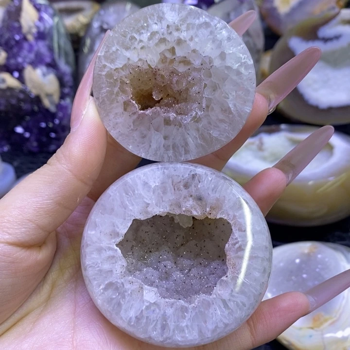 未镶嵌珠宝半成品水晶粉牙软奇石盆