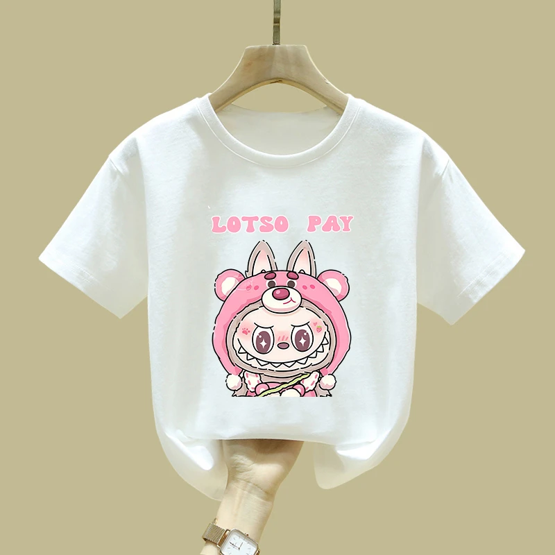 男女童短袖T恤拉布布印花衣服纯棉2025新款夏季儿童圆领卡通上衣
