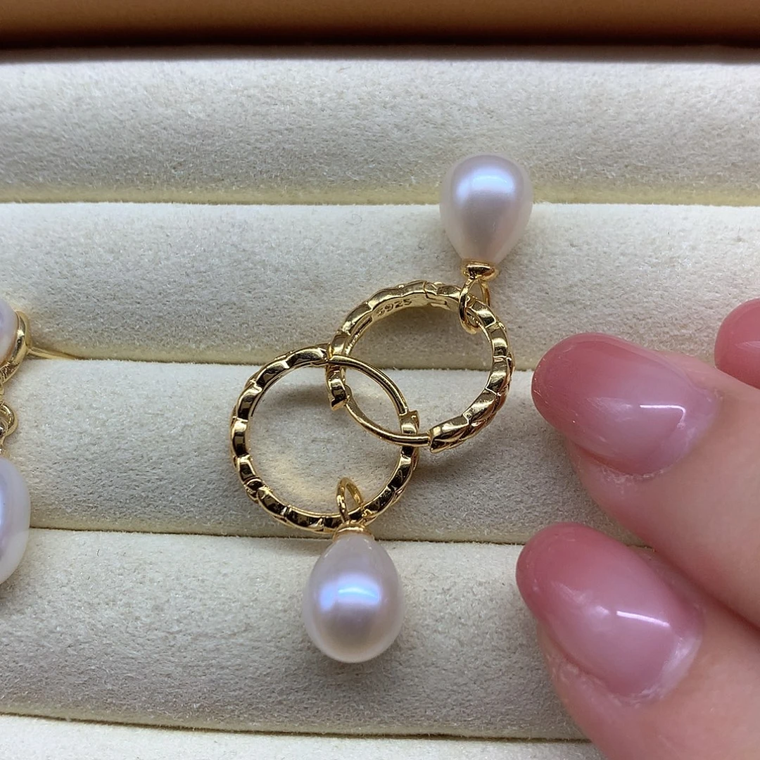 合金淡水珍珠耳饰