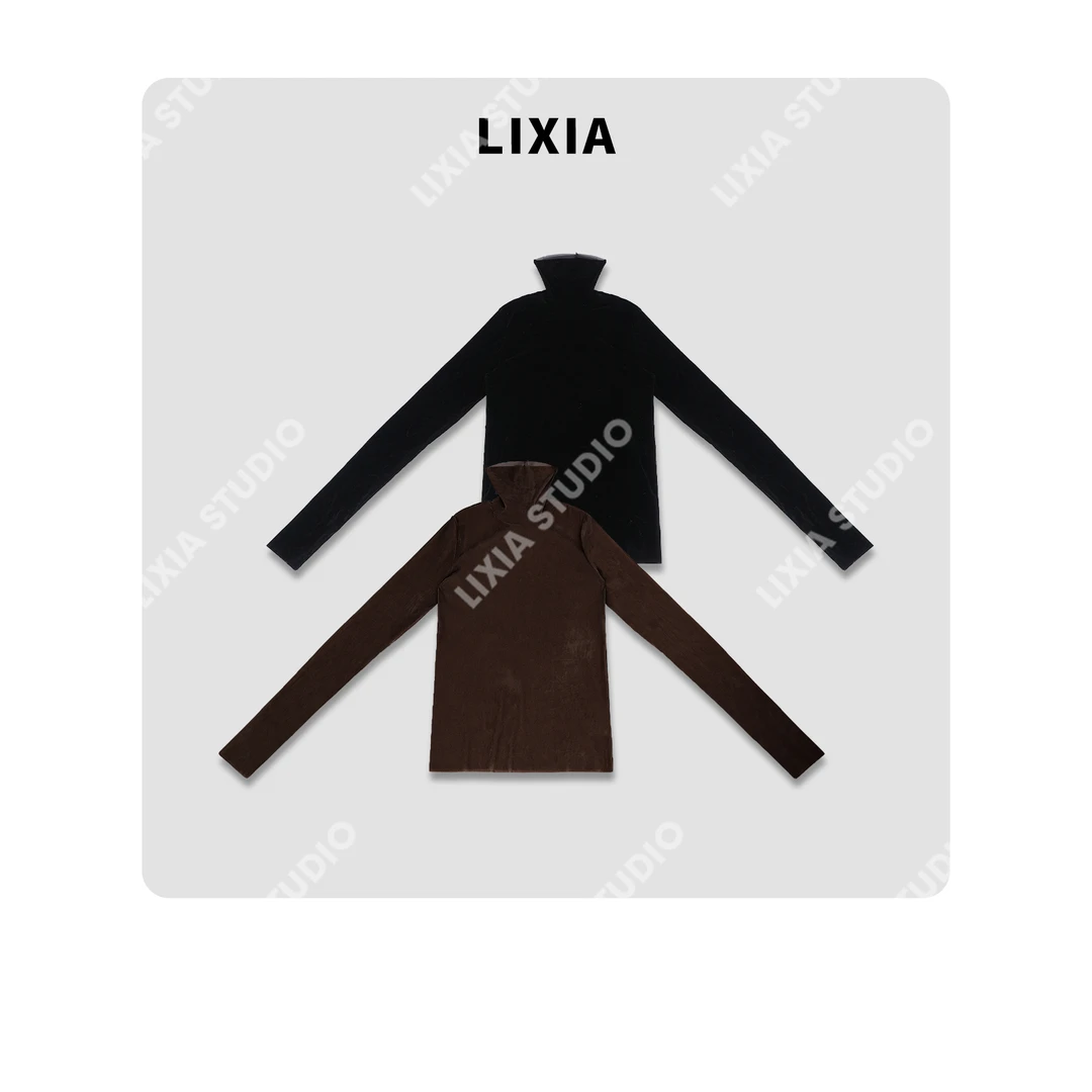 LIXIA【丝之歌】简约复古风丝绒质感上衣-D10251