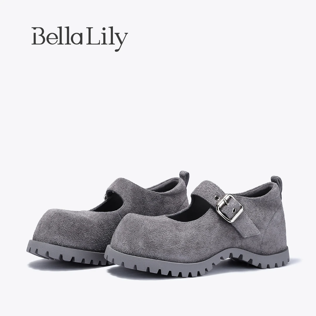 BellaLily2025春季新款小众潮酷时尚单鞋个性玛丽珍鞋厚底大头鞋