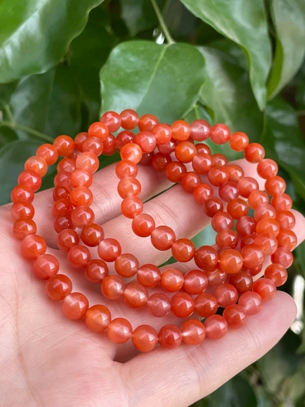 精品南红6.5mm108佛珠手串，颜色红润，干净无杂漂亮