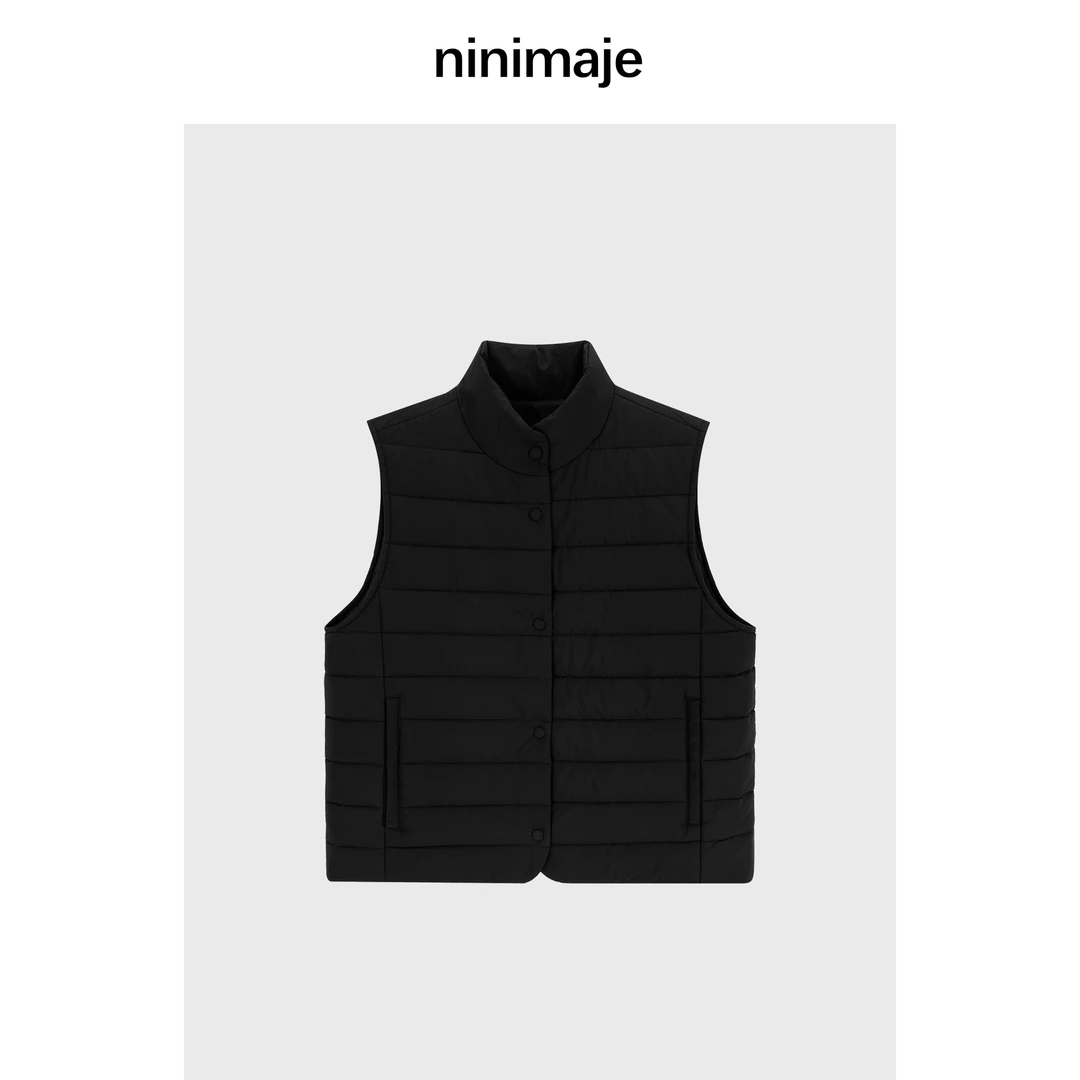 NanBeiBei  轻量感立领衍缝排骨膨膨马甲 8141