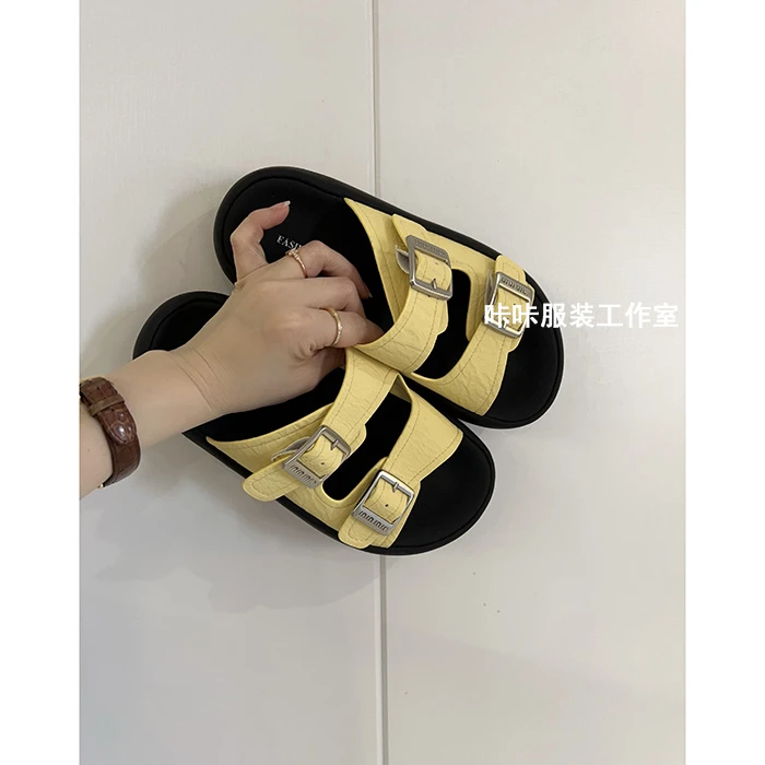 REKAYYAT 夏季通勤外穿复古厚底软糯亲肤百搭运动时尚凉拖鞋