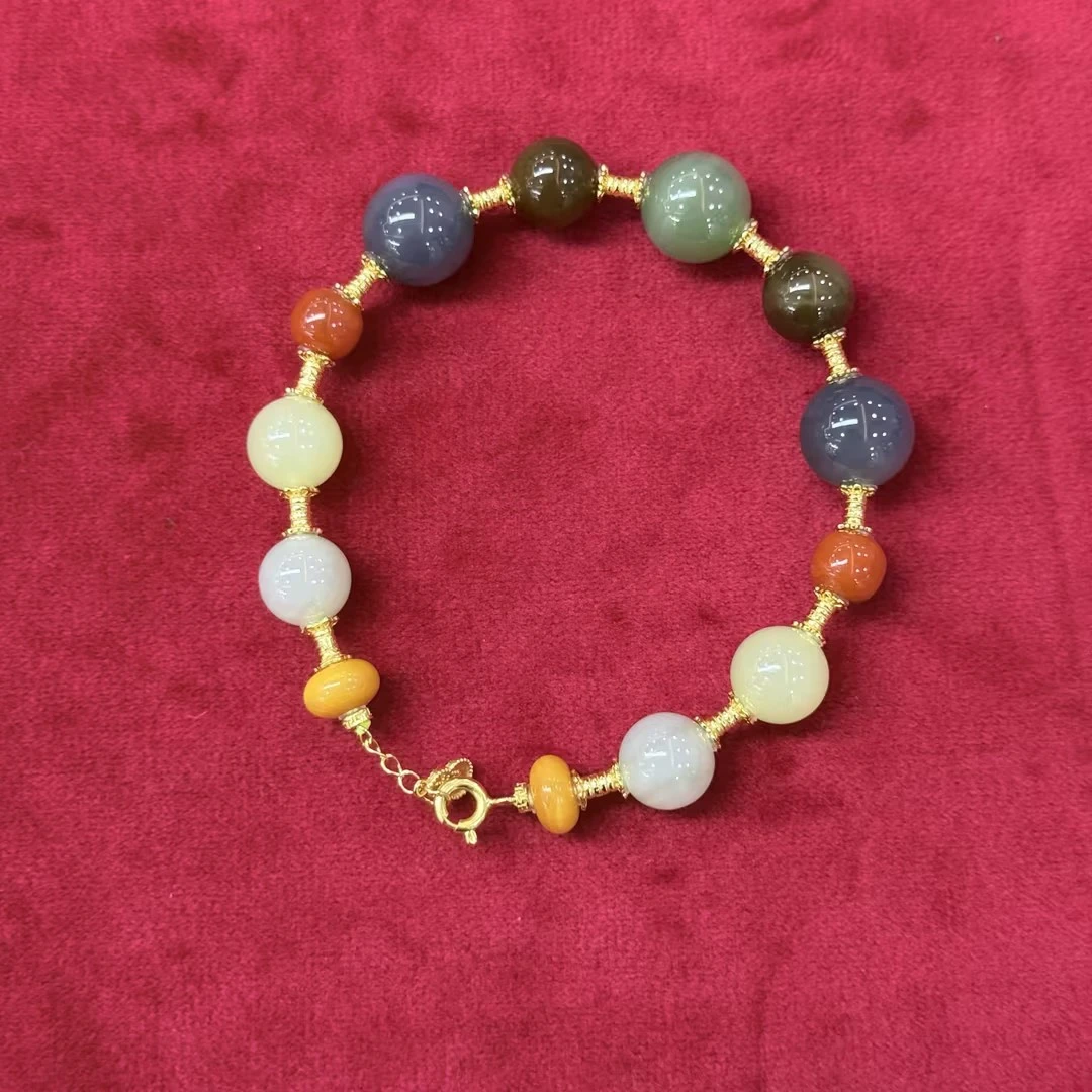 宋雅和田玉多宝手串气质单圈新中式简约（多样性发其一）