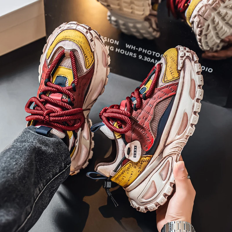 鞋子男潮流2025秋季新款潮牌高级感百搭厚底轮胎增高休闲老爹鞋