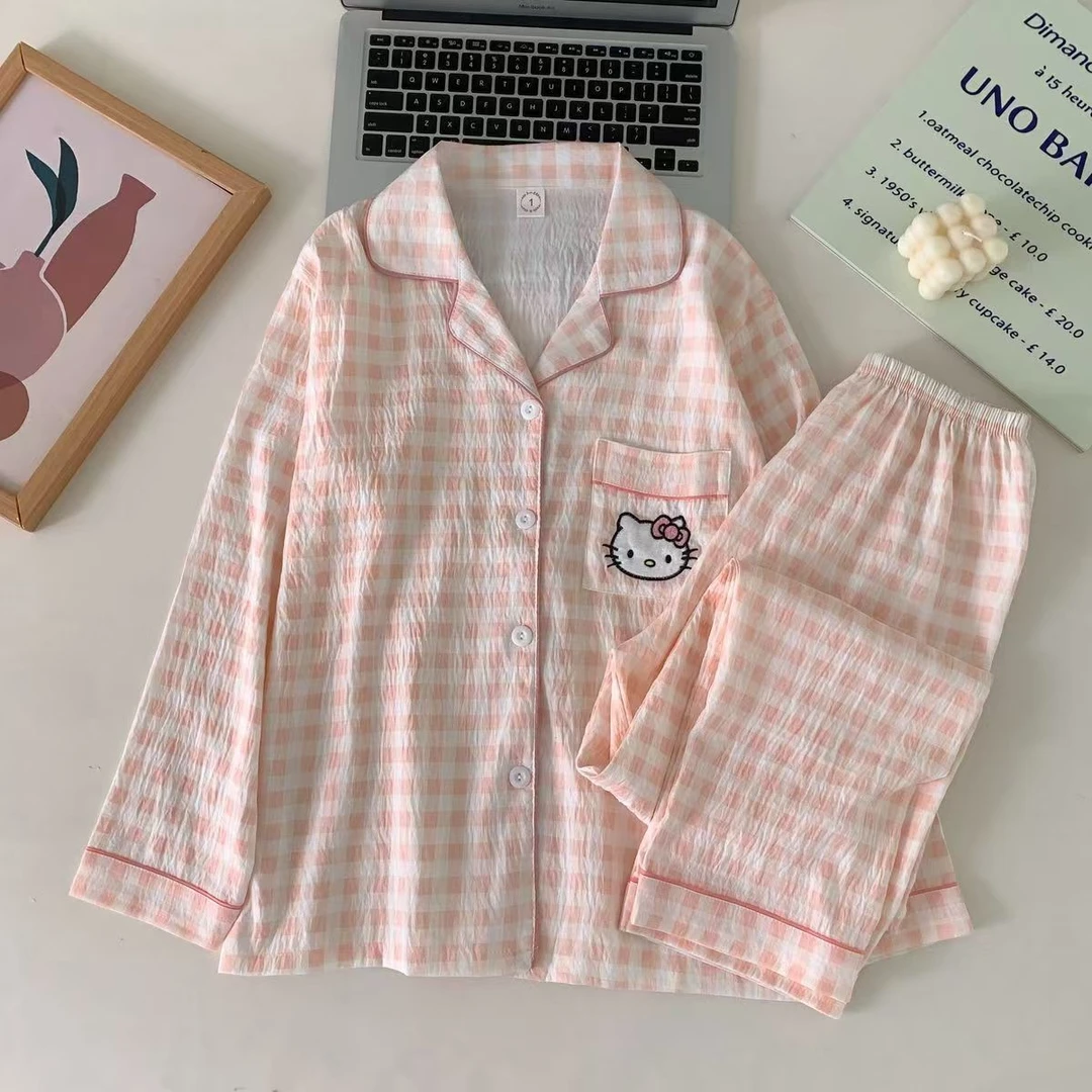 可爱凯蒂猫ins云朵棉睡衣女秋新款长袖长裤少女家居服套装可外穿