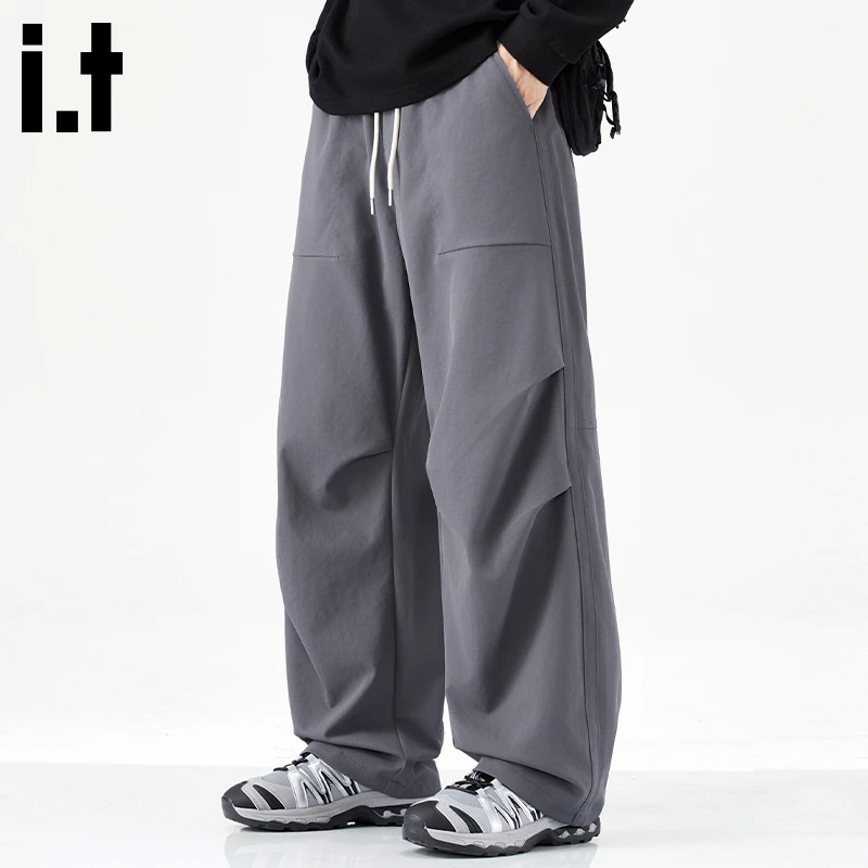 i.t:CHOCOOLATE美式休闲裤男款秋冬舒适宽松百搭设计感直筒阔腿裤