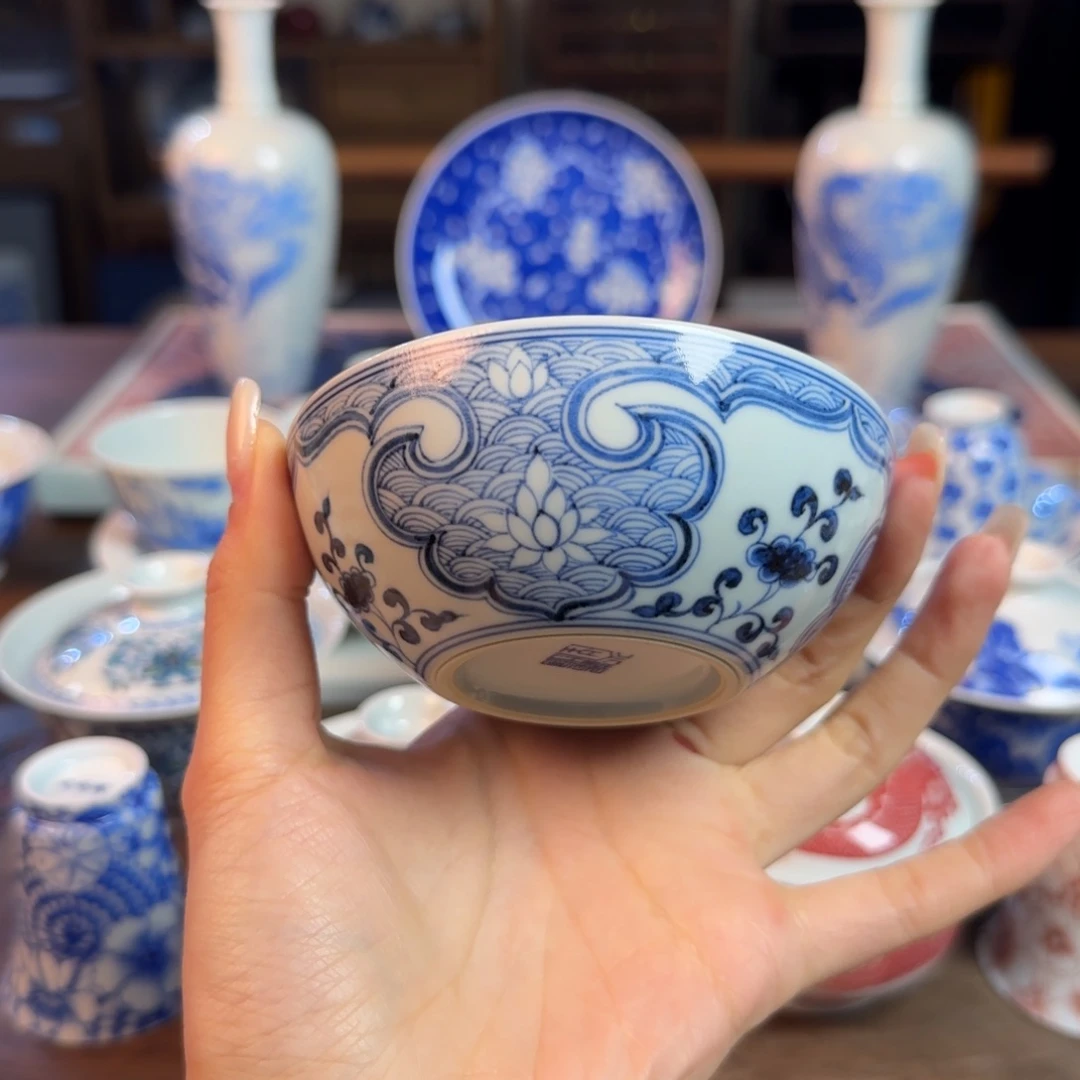 名窑口 开窗花卉普洱杯放漏