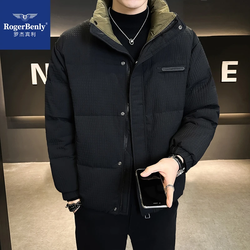 罗杰宾利羽绒服冬季新款立领肌理纹设计保暖休闲男士外套866696