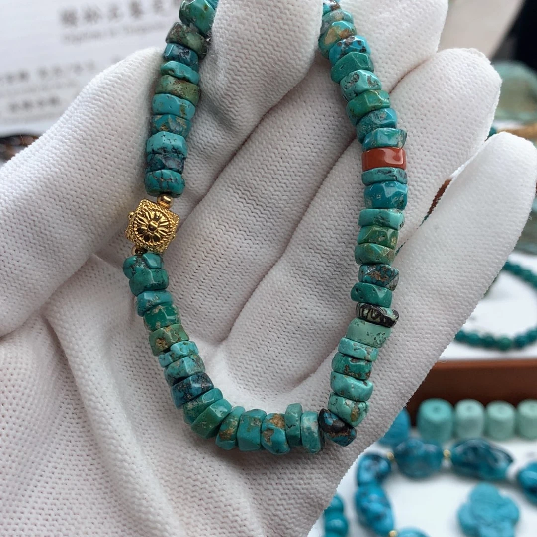 银S925镀金镶嵌绿松石车挂