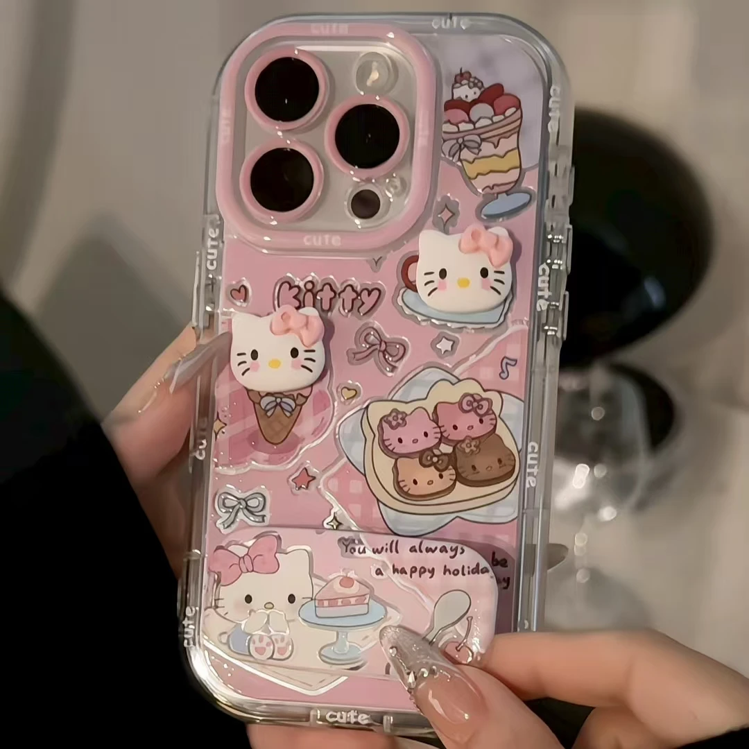 羽纱奶油壳下午茶猫咪ins手机壳适用苹果16华为p70oppo小米15vivo