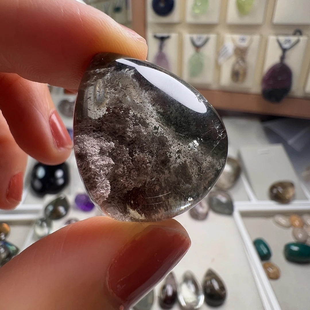 兰***师银S925镶嵌水晶颈饰天然幽灵水晶