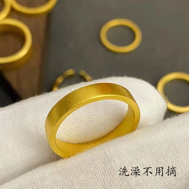 合金戒指 5mm平安无事古法光面宽面戒指男女情侣对戒素圈指环
