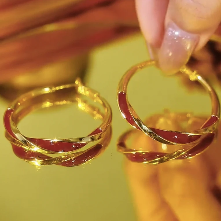 925银800银耳饰 新款圆形耳环女个性时尚高级港风气质简约耳圈