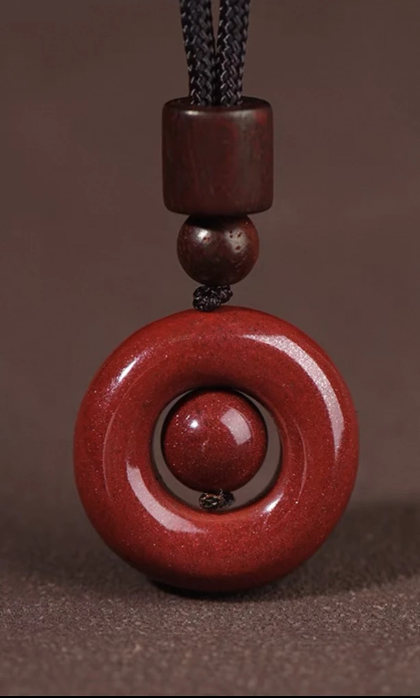 含辰砂工艺品高含量朱砂【时来运转平安扣】直径22