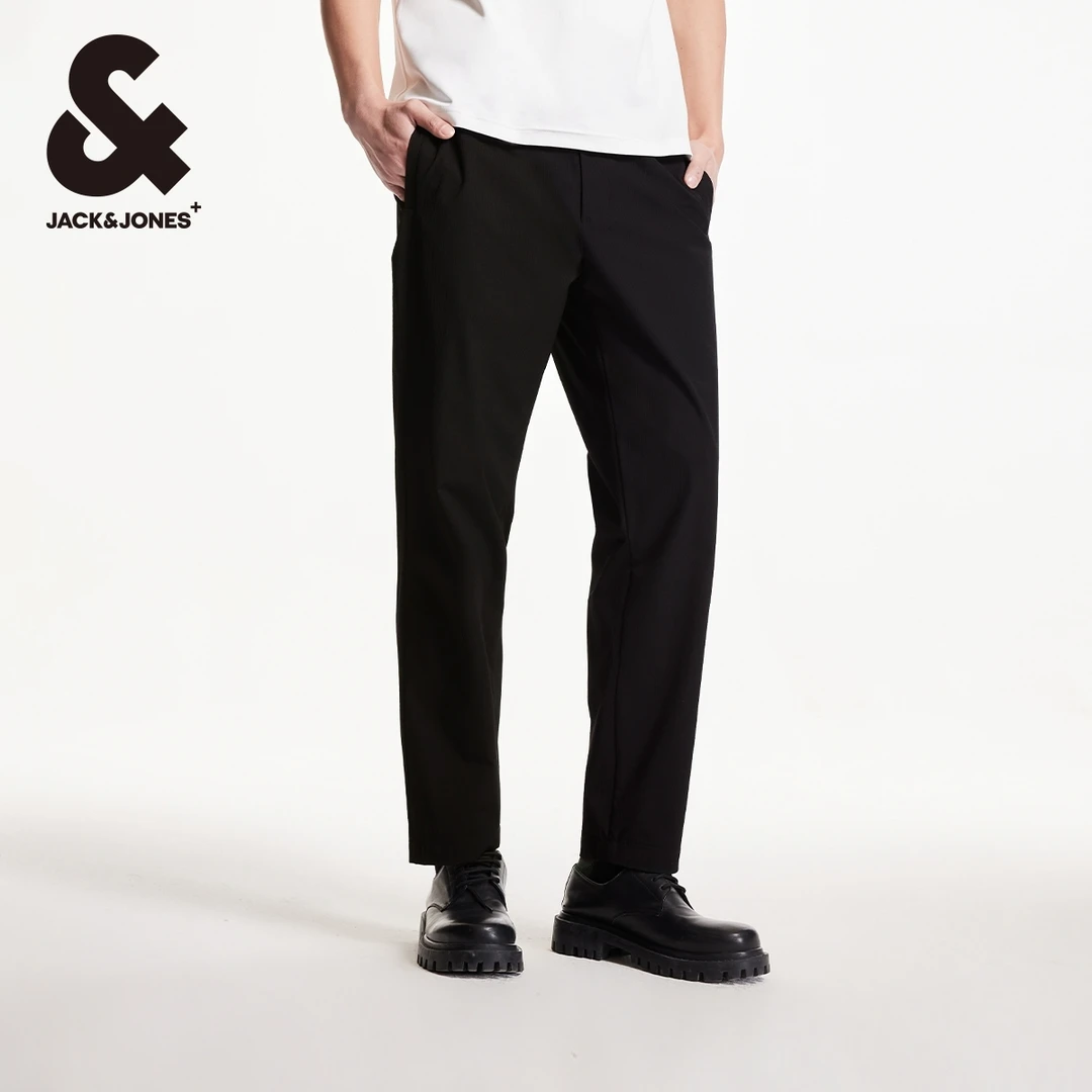 杰克琼斯秋季新款时尚潮商务通勤基础简约纯色锥形休闲裤长裤男装
