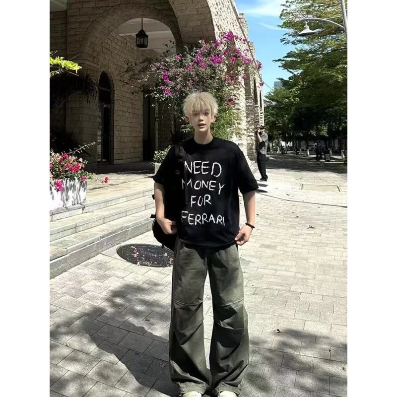 2025新款潮牌美式字母印花短袖T恤男女夏季ins半袖情侣上衣爆款潮