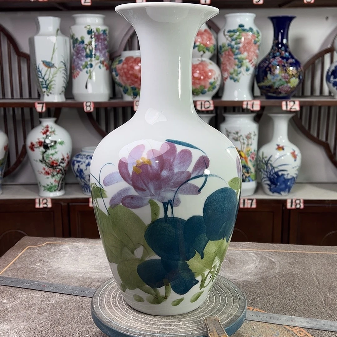 陶摆件景德镇陶瓷棒紫荷