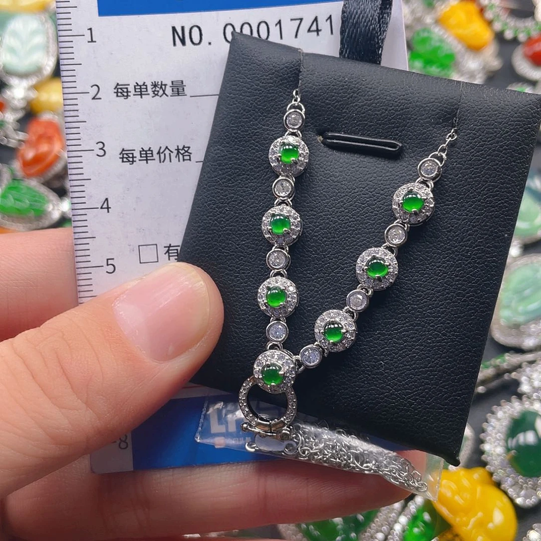 翡翠银S925镶嵌吊坠(不含链)